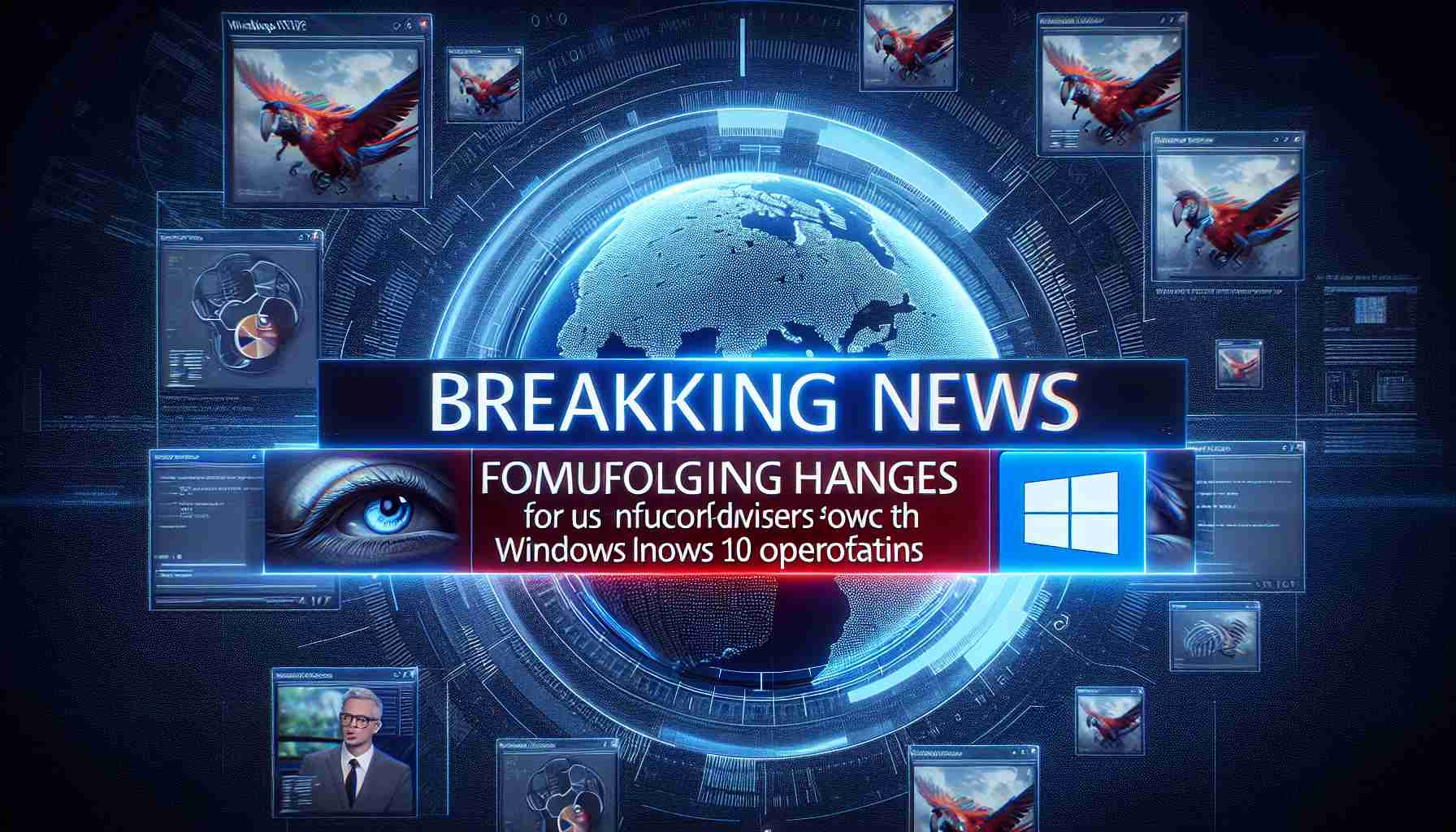 A high definition, realistic image of a breaking news banner that announces forthcoming changes for users of the Windows 10 operating system, with the Microsoft logo prominently displayed.